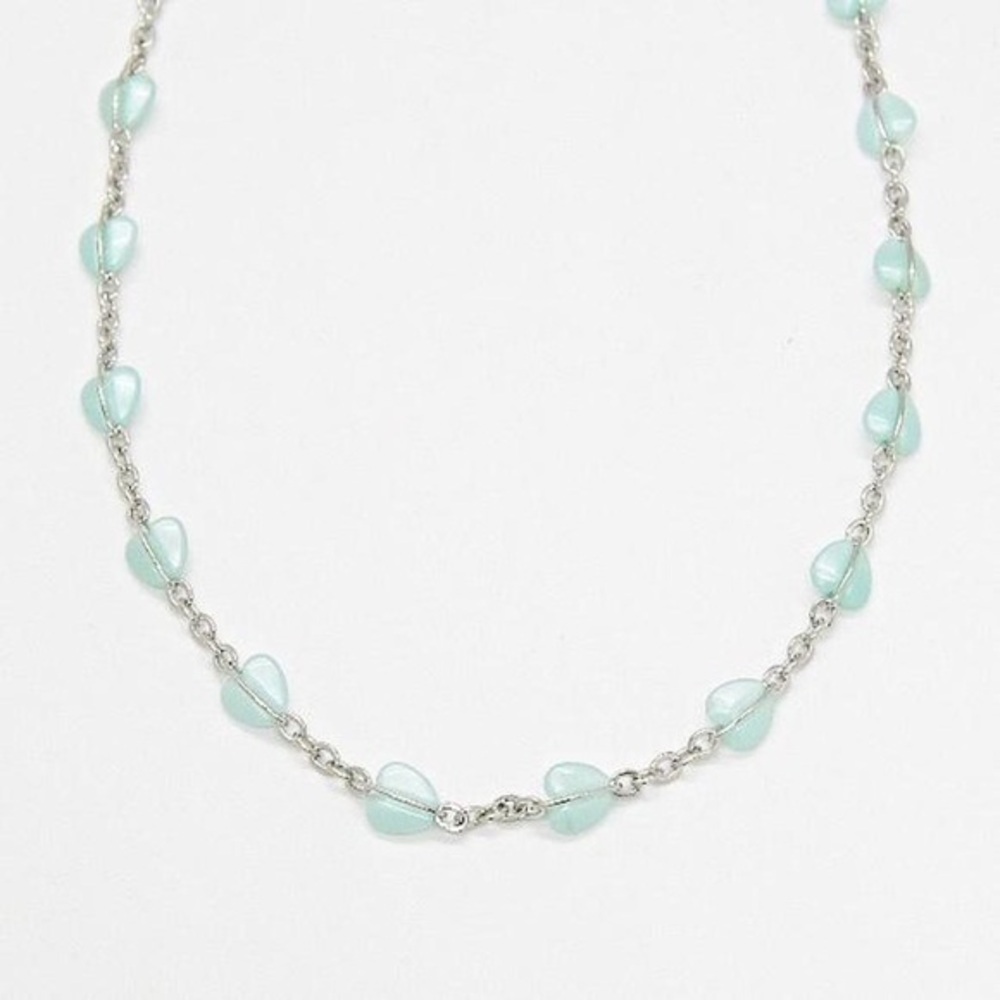 Blue Beaded Heart Necklace